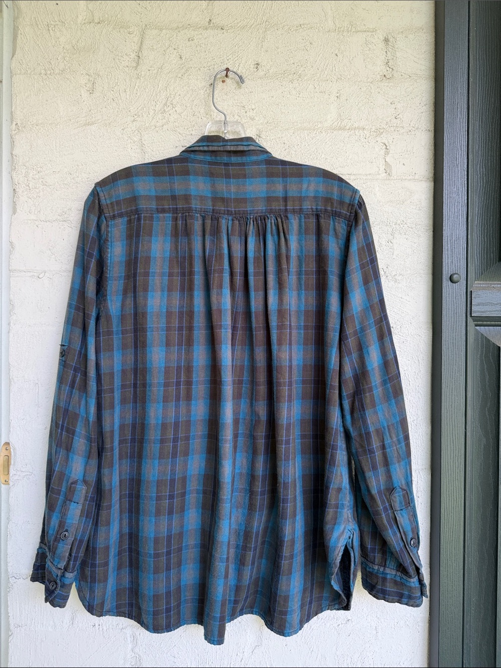 Denim & Supply x Ralph Lauren Blue/Brown Plaid Cotton Flannel Shirt Size Medium - Picture 3 of 11